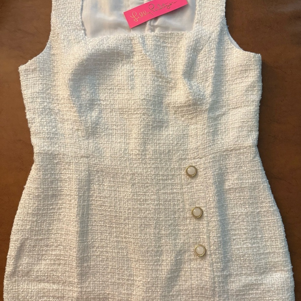 Lilly Pulitzer Kalinara Skirted Romper Size 12 White Textured Tweed MSRP$238 NWT - Picture 3 of 6